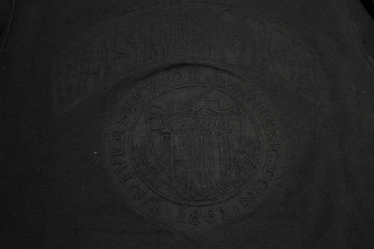 University of Washington Huskies Black on Black Vintage 80's Crewneck Freeze Sweatshirt