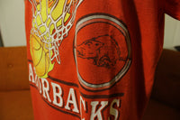 Arkansas Razorbacks Vintage 90's 50/50 Fire Ball Basketball T-Shirt. Soft College Tee