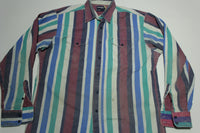 Wrangler Vintage 80's Striped Brush Hopper Western Button Up Heavy Duty Work Shirt