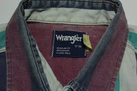 Wrangler Vintage 80's Striped Brush Hopper Western Button Up Heavy Duty Work Shirt