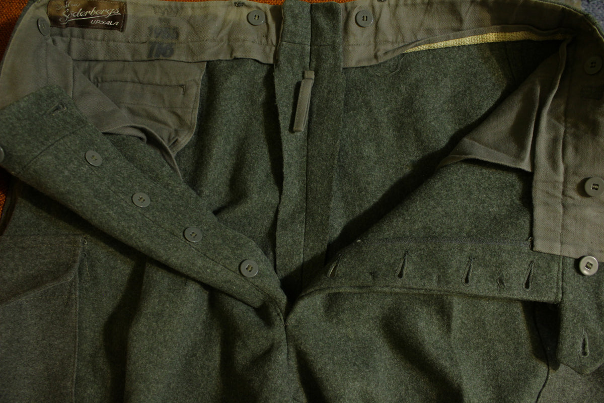 1955 Swedish Military Crown Pants Vintage Heavy Wool Cargo Soderbergs Upsala