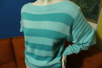 Andrew St. John Vintage Green Women's 80's Striped Long Sleeve Sweater