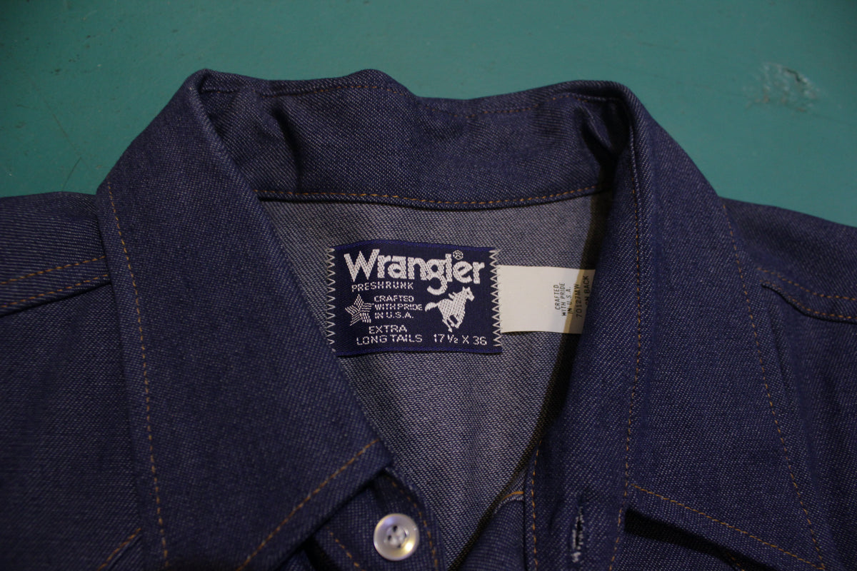 Wrangler Denim NWOT 80's Vintage Pearl Snap Western Wear Work Shirt
