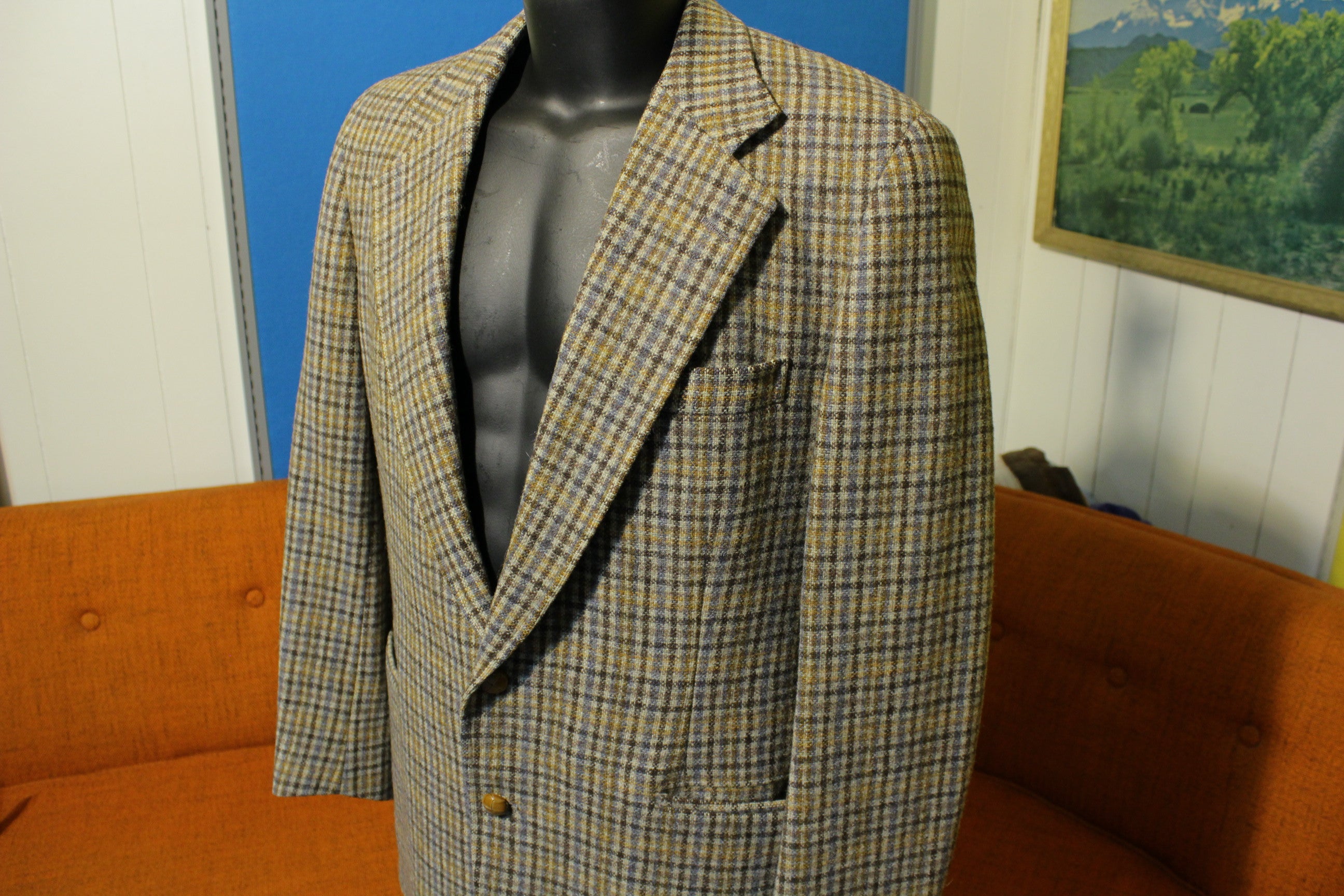 Chaps by Ralph Lauren Vintage 70's Tweed Plaid Wool Blazer. Rare