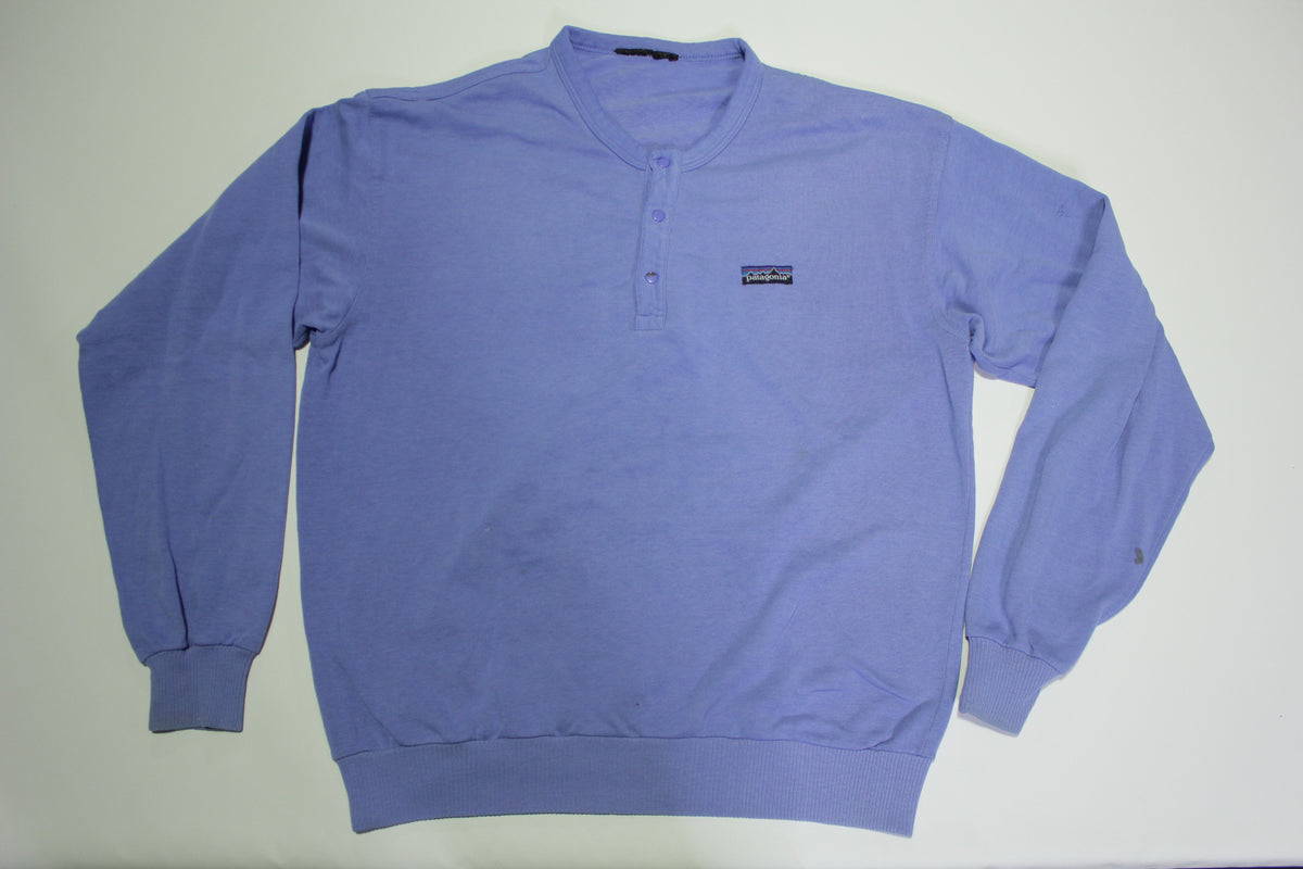 Patagonia Vintage 80's Henley Spellout Box Logo Distressed Sweatshirt