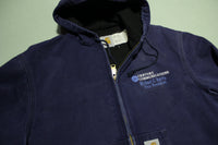 Carhartt JR102 Mesh Lined Duck Active Work Jacket Hooded Navy Blue Embroidered USA