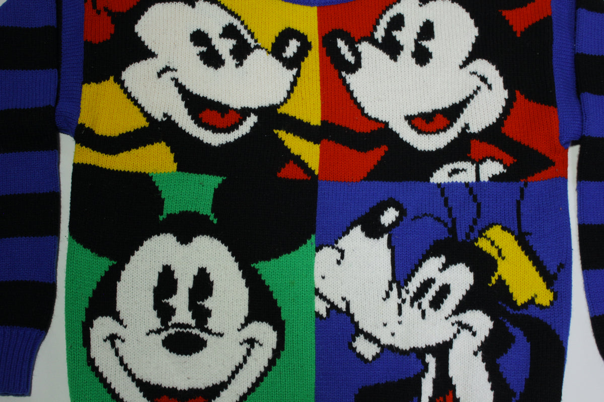 Mickey Mouse Minnie Goofy Vintage 90's Color Block Disney Sweater