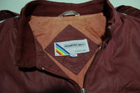 Members Only Vintage 80's Europe Craft Rainbow Tag Jacket Maroon