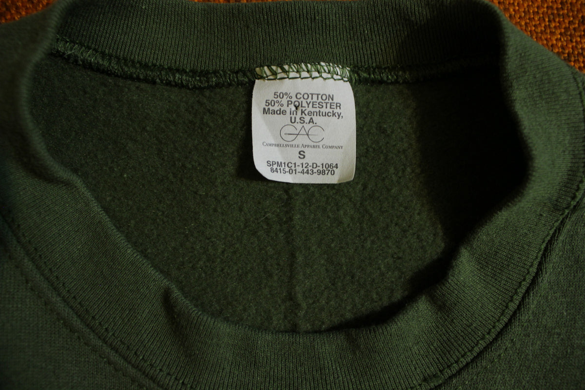 USMC Green United States Marine Corp Vintage Small Logo Crewneck Sweatshirt