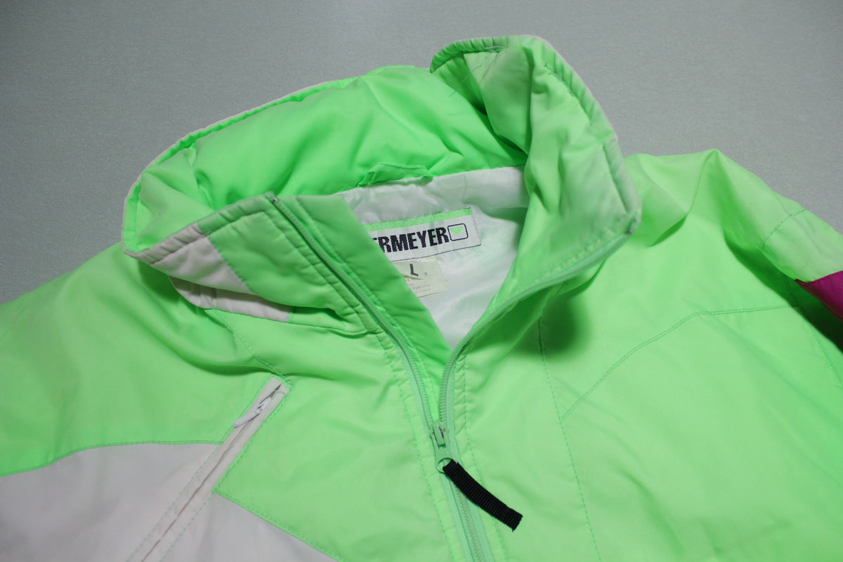 Obermeyer Vintage 90's Color Block Windbreaker Lined Ski Jacket With Hood
