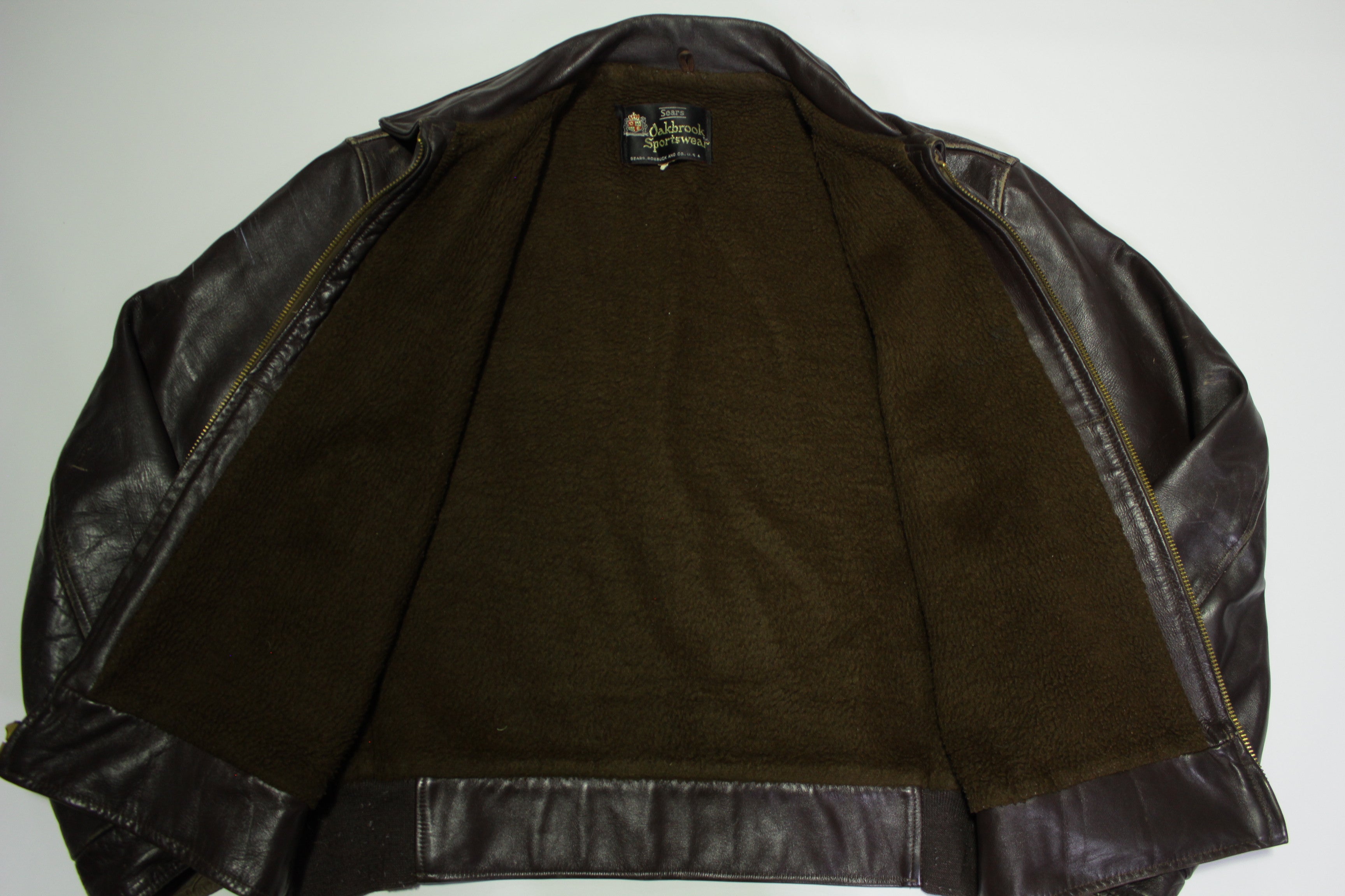 Sears Oakbrook Sportswear Vintage 1960's Steerhide Leather Bomber