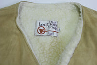 Sears The Leather Shop Vintage 70's Suede Leather Wool Sherpa Lined Vest