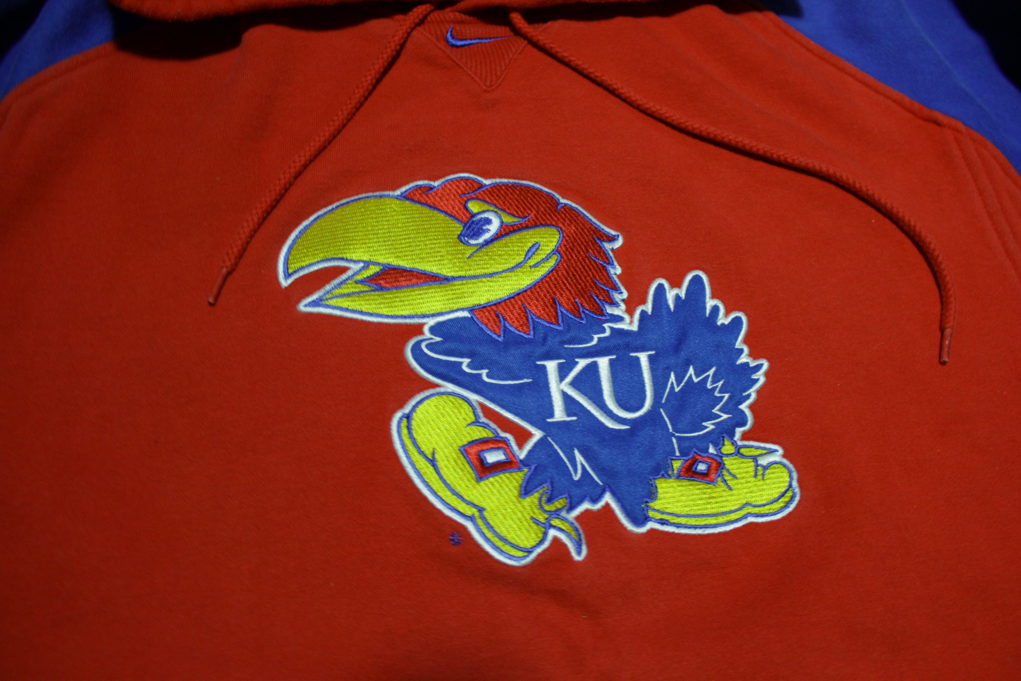 Kansas Jayhawks Vintage 00s Nike Center Check Swoosh Hoodie Color