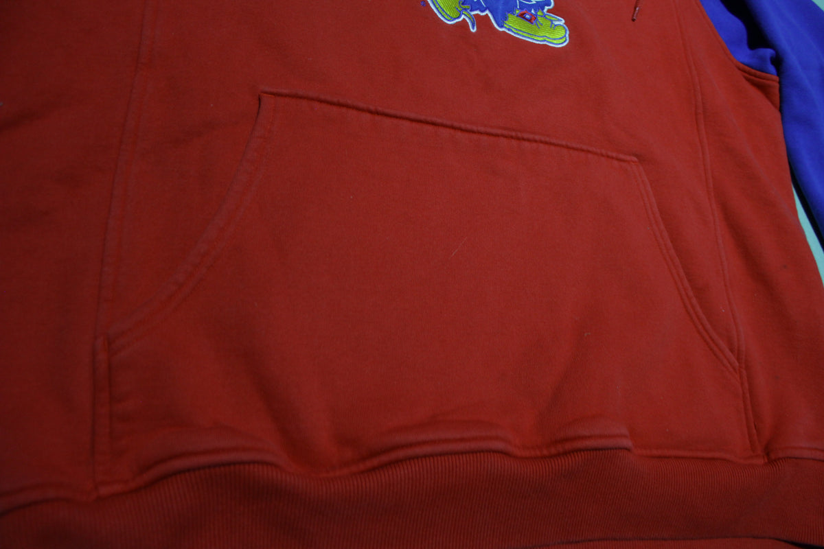 Kansas Jayhawks Vintage 00s Nike Center Check Swoosh Hoodie Color Block Sweatshirt
