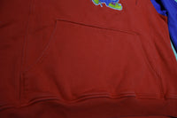 Kansas Jayhawks Vintage 00s Nike Center Check Swoosh Hoodie Color Block Sweatshirt