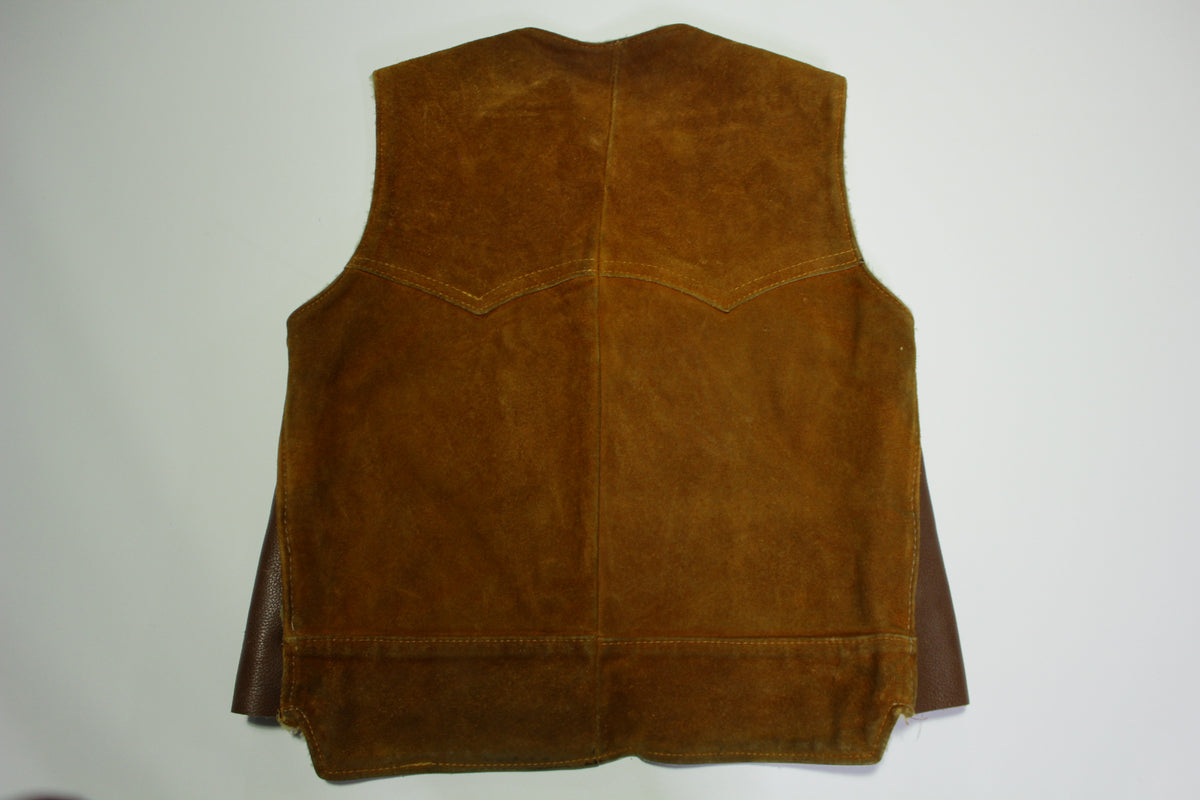 Bay River of San Jose California Vintage 60's Suede Leather Wool Sherpa Lined Vest