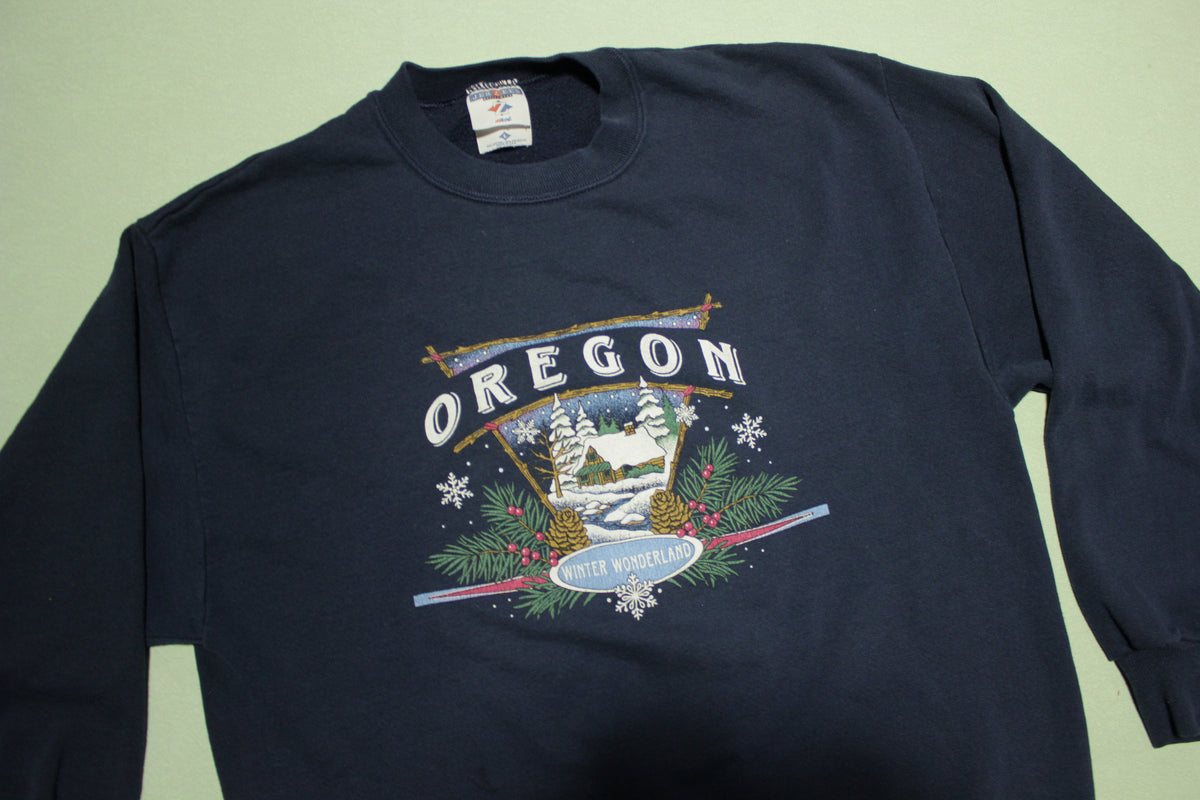 Oregon Winter Wonderland Vintage 90's Jerzees Made in USA Crewneck Sweatshirt