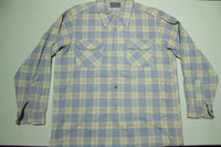 Pendleton Board 2 Pocket Long Sleeve Loop Collar Plaid 60s Button Up Flannel Shirt USA