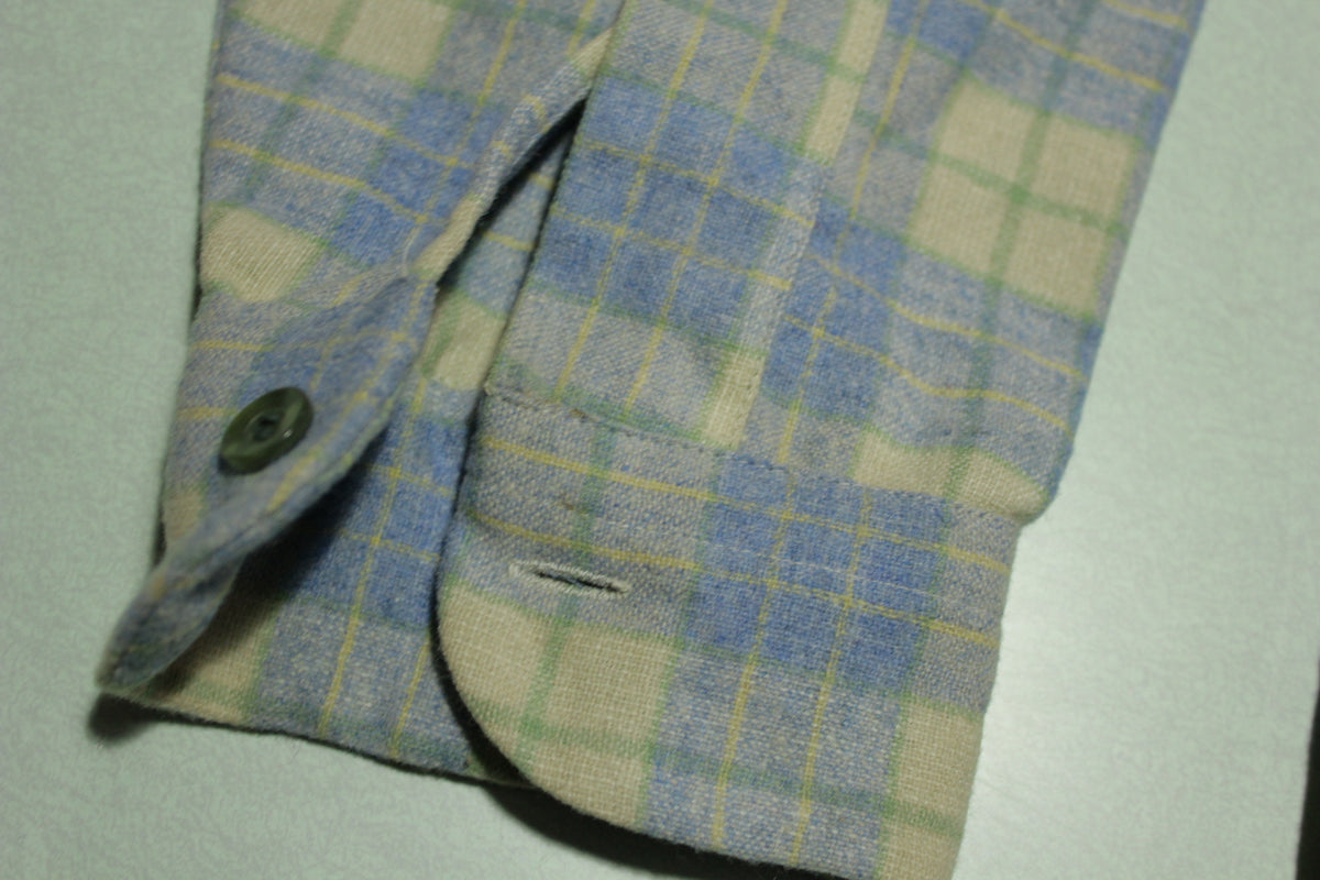 Pendleton Board 2 Pocket Long Sleeve Loop Collar Plaid 60s Button Up Flannel Shirt USA