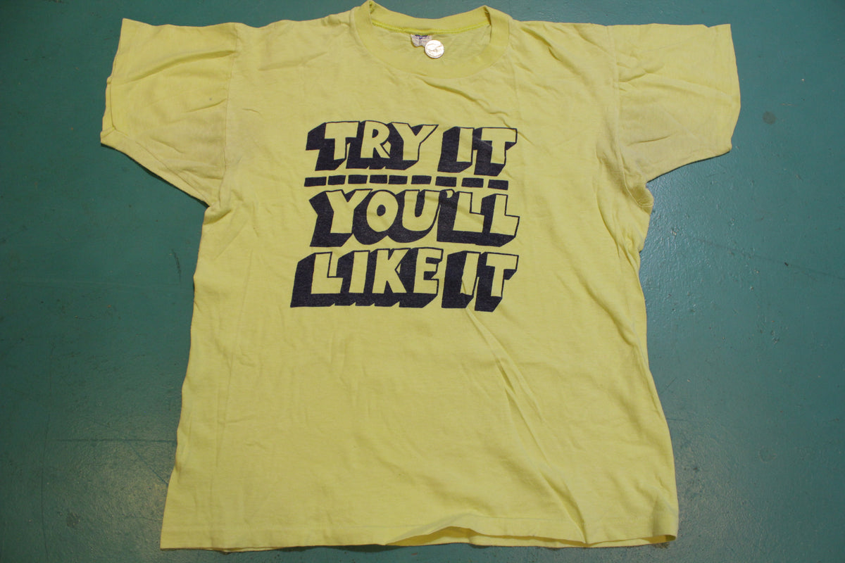 Try It You Will Like It Vintage Artex 70's Single Stitch Funny T-Shirt
