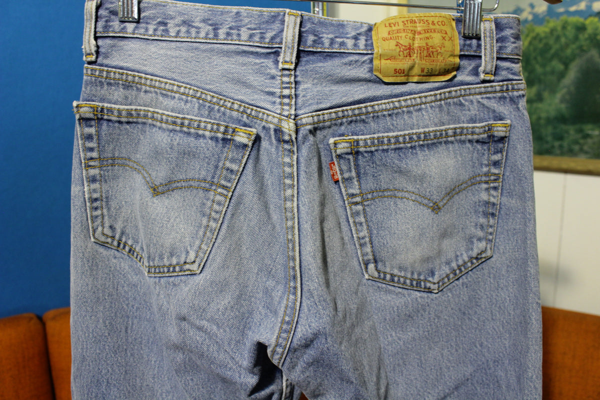 80s Levis 501 Button Fly Jeans. Vintage USA Made Faded Distressed 