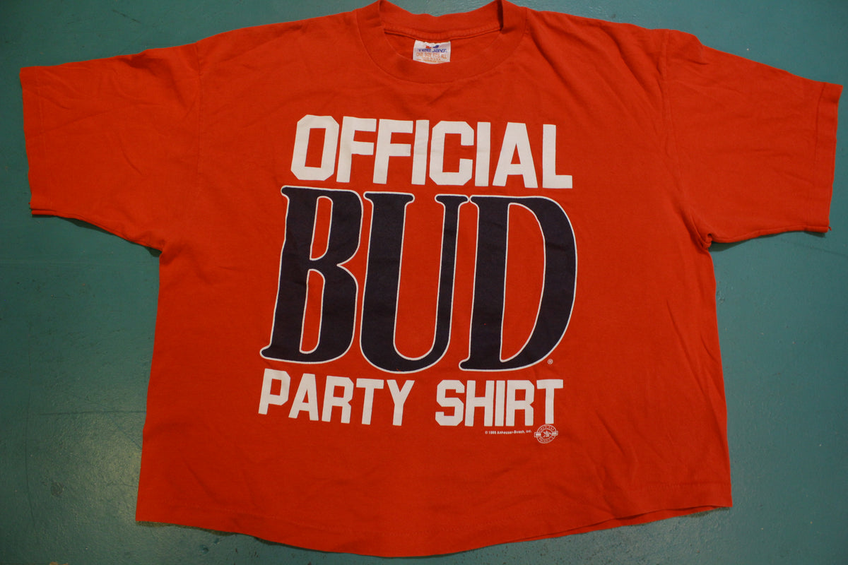 Official Bud Party Shirt Anheuser Busch 1988 Vintage 80's Crop Top T-Shirt