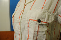 Lindsey Blake White Striped Big Pocket 80's Women's Button Up Shirt Vintage Large