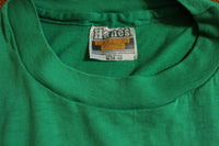 Relax Green Crazy Eyes Wired Hair 70's Vintage T-Shirt Soft Thin 50/50 Hanes Combed
