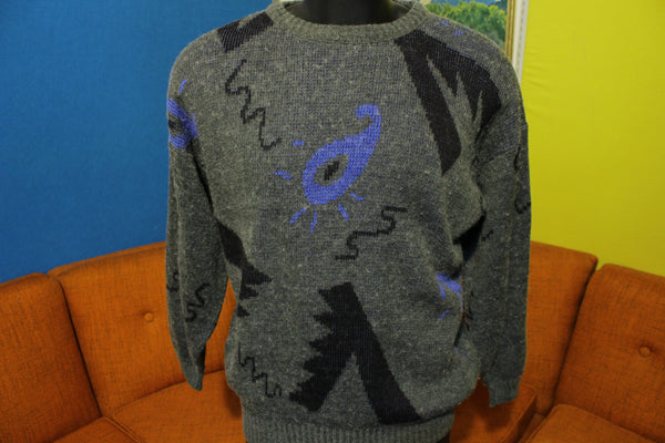 Abstract Cosby Sperm Vintage 80's Sweater Geometric Wool Blend Ugly Hip Hop