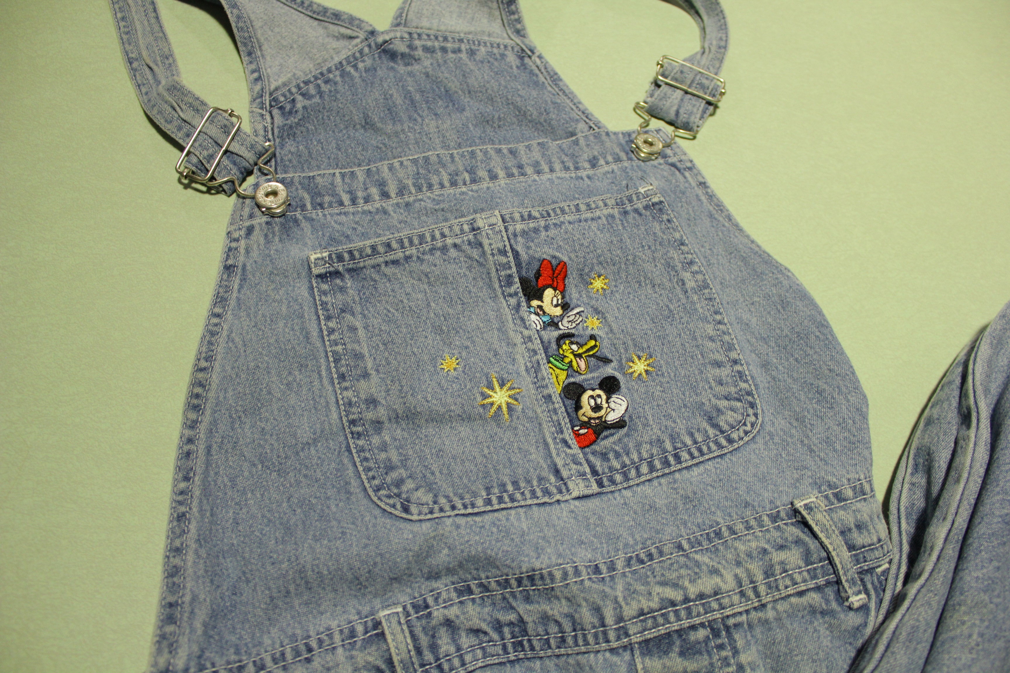 Mickey Unlimited Minnie Mouse Vintage 90s Embroidered Denim Bibs