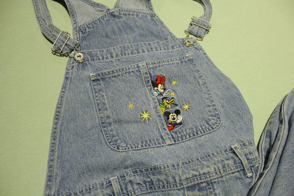 Mickey Unlimited Minnie Mouse Vintage 90s Embroidered Denim Bibs Overalls Jeans.