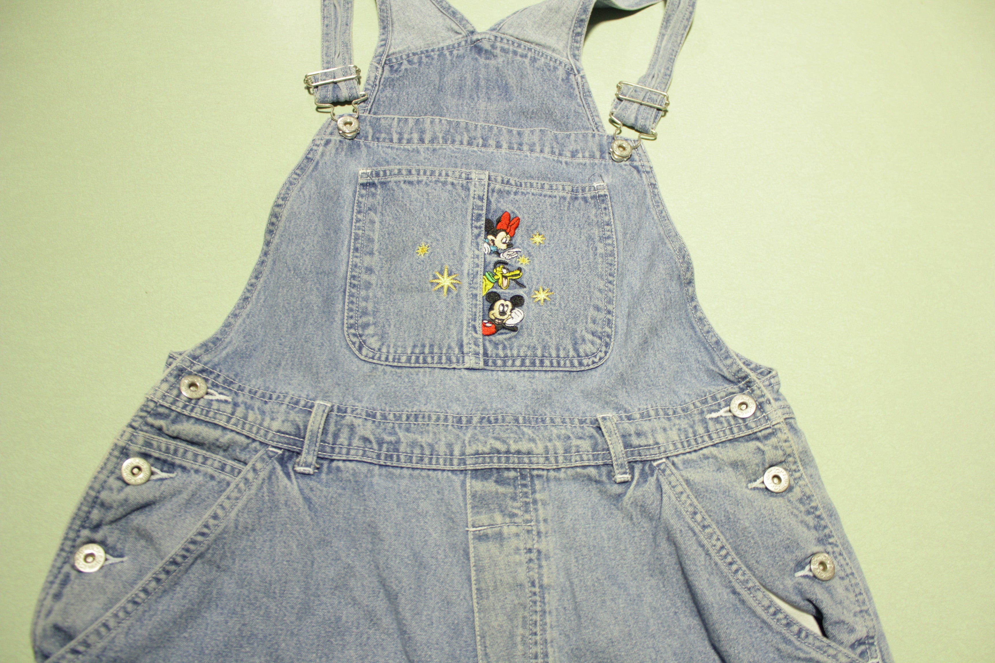 Mickey Unlimited Minnie Mouse Vintage 90s Embroidered Denim Bibs