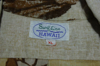 Surf Line Hawaii Vintage 60s 70s Distressed Print Design Polo Button Shirt
