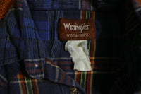 Wrangler Pearl Snap Vintage Plaid Flannel Western Shirt.