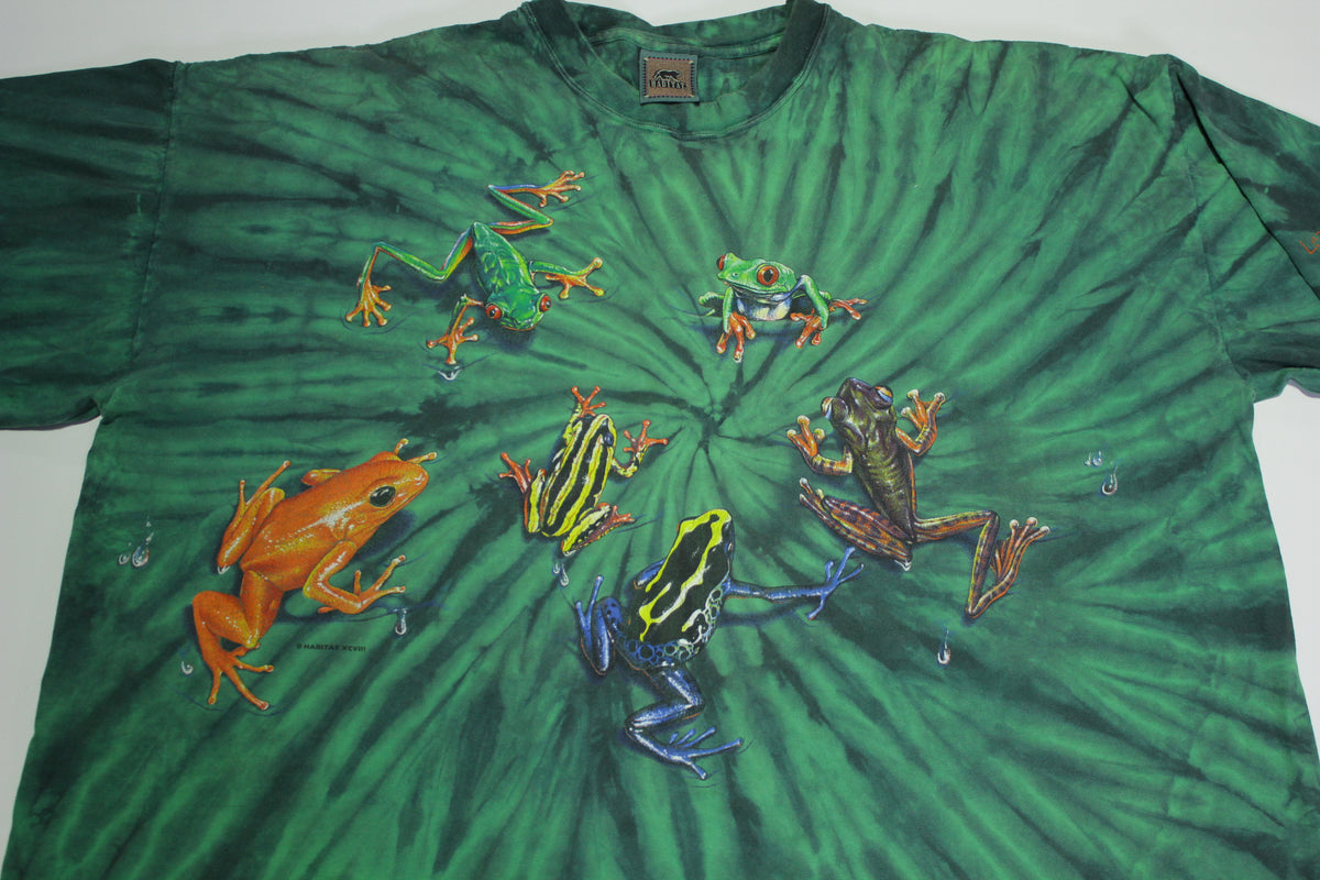 Habitat 1998 Vintage 90's Tie Dye Rainforest Frogs AOP Leavenworth T-Shirt