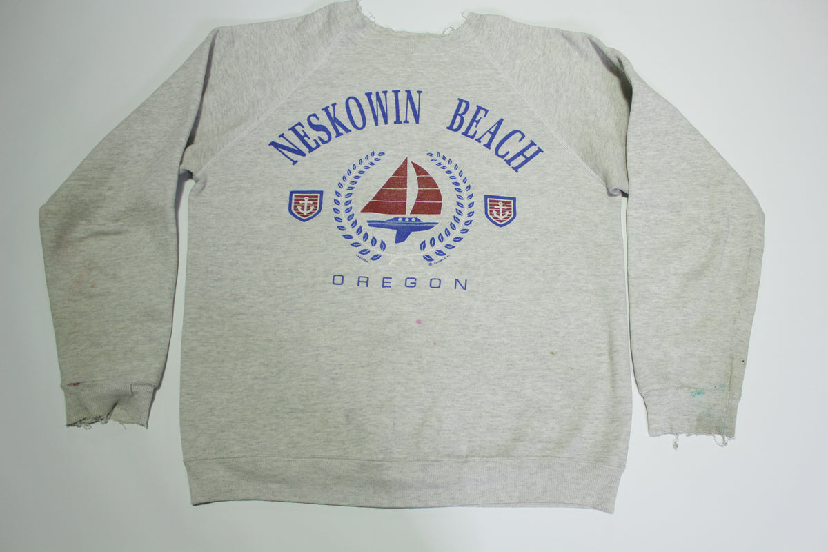 Neskowin Beach Oregon 1991 Vintage 90's Hanes Crewneck Distressed Sweatshirt
