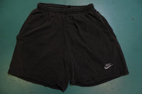 Nike Swoosh Vintage 90's Black Cotton Gym Basketball Tennis Shorts Drawstring