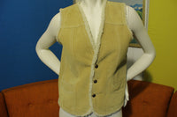 Pauliz Sherpa Lined Genuine Suede Leather Rancher Cowboy 70s Vest