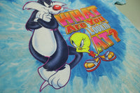 Sylvester Tweety What You Looking At Vintage 90's Looney Tunes WB Cartoon T-Shirt