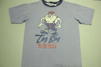 TAZ Boy No Job Too Big 1994 Pinstriped Vintage 90's Looney Tunes WB Cartoon T-Shirt