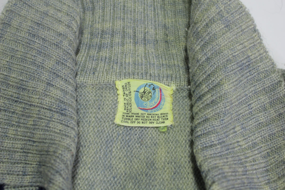 Beewear Sportswear Vintage 70's Boho Hippie Poncho Pocket Collared Sweater