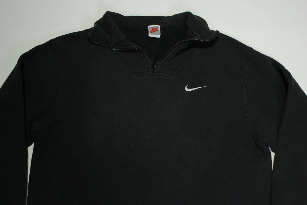 Nike Vintage 90's Gray Tag Quarter Zip Swoosh Check Embroidered Pullover Sweatshirt
