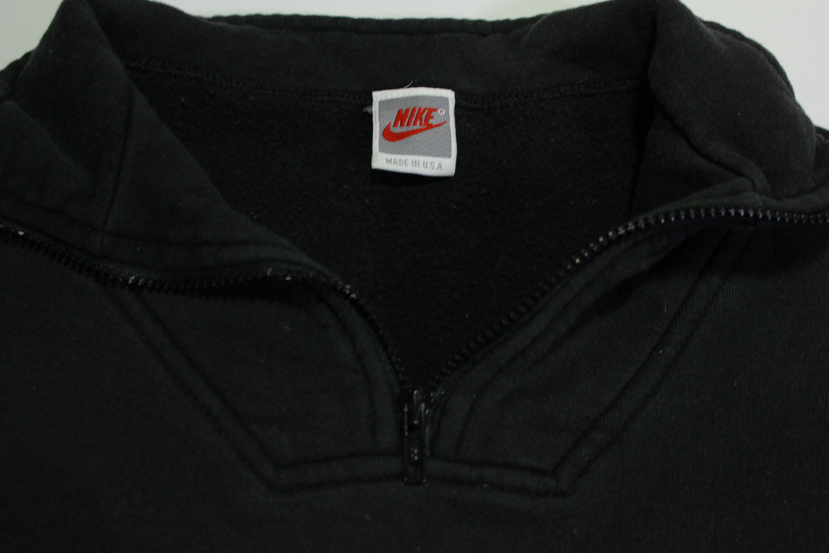 Nike Vintage 90's Gray Tag Quarter Zip Swoosh Check Embroidered Pullover Sweatshirt