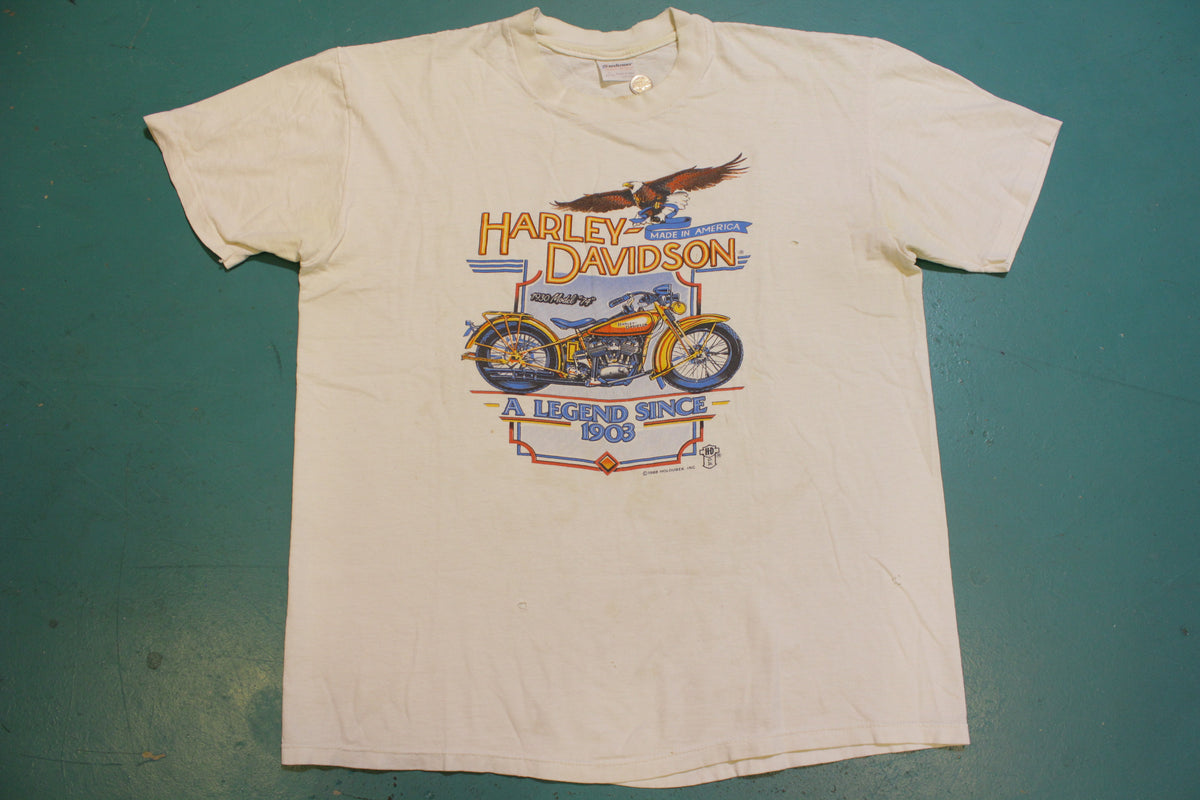 Harley Davidson Model 74 1930 Legend Stedman USA Vintage 80's Single Stitch T-Shirt