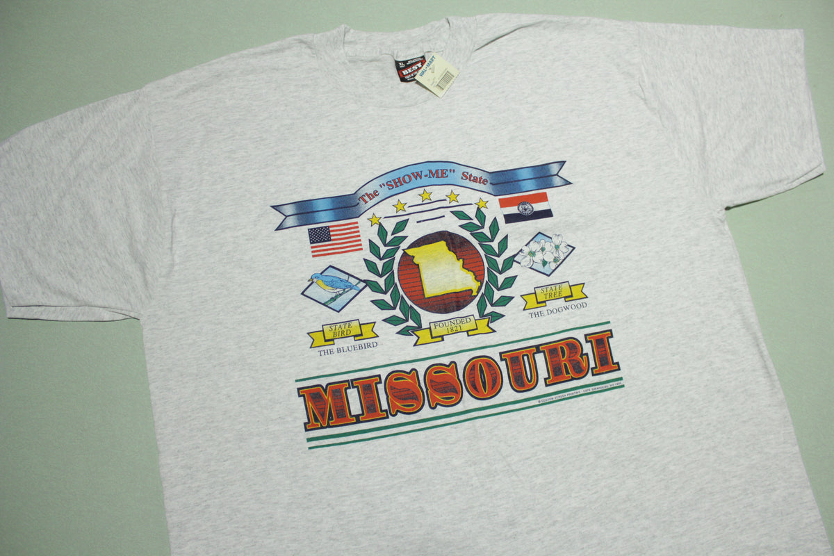 Missouri Show Me State  USA Vintage 90's Striped Single Stitch Tourist 1995 T-Shirt