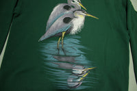 Harlequin Blue Heron Vintage 90's Striped Single Stitch Tourist 1993 Crewneck Sweatshirt
