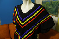 Young Stuff 80s V-Neck Striped New Wave Belinda Carlisle Sweatshirt.