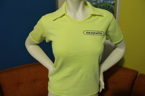 Acapulco Vintage 80s Women's XS Yellow Polo Beach Shirt