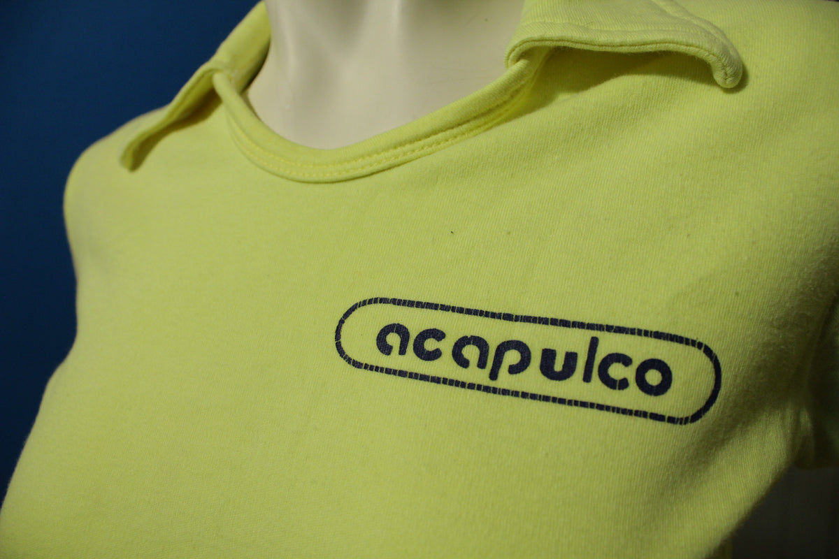 Acapulco Vintage 80s Women's XS Yellow Polo Beach Shirt