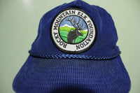 Rocky Mountain Elk Foundation Vintage Blue Corduroy 80's Adjustable Back Nature Hat